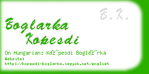 boglarka kopesdi business card